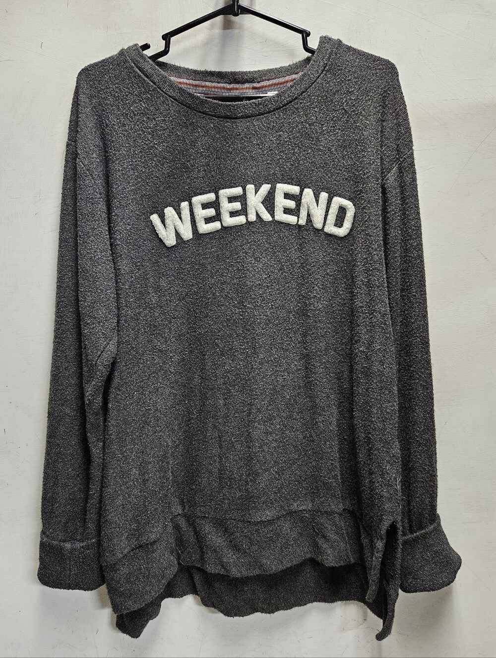 WEEKEND Grey Sweater Pullover Sweatshirt Womens XL Split Hem Hi Low Comfy Lounge